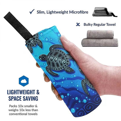 Printed Microfiber Beach Towel With Carry Bag