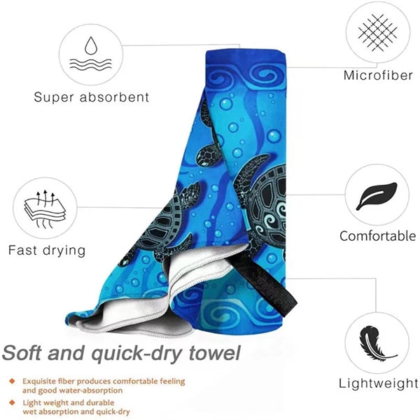 Printed Microfiber Beach Towel With Carry Bag