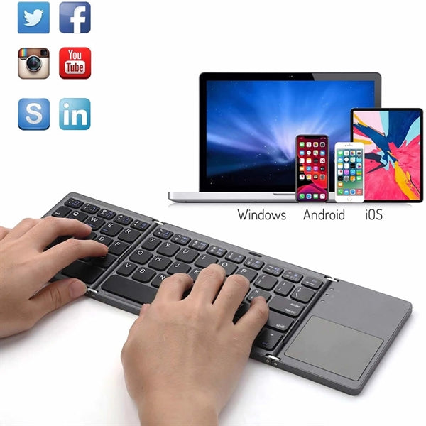 Foldable Bluetooth Wireless Keyboard With Touchpad