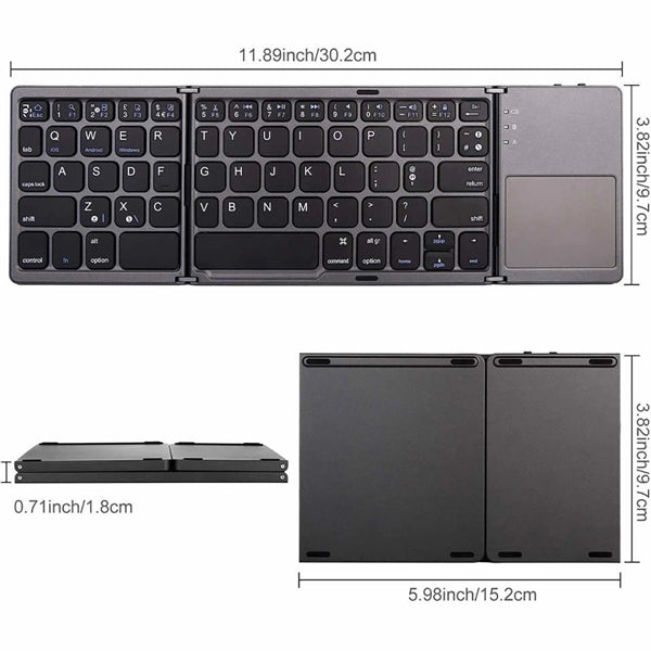 Foldable Bluetooth Wireless Keyboard With Touchpad