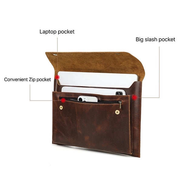 Travel Genuine Leather 14 inch Laptop Case Sleeve