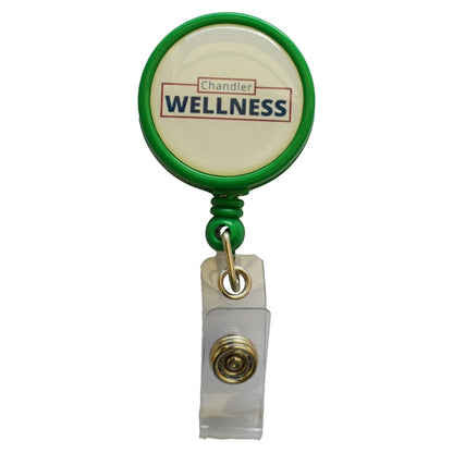 Large Retractable Round Badge Reel w/ Bulldog clip backing