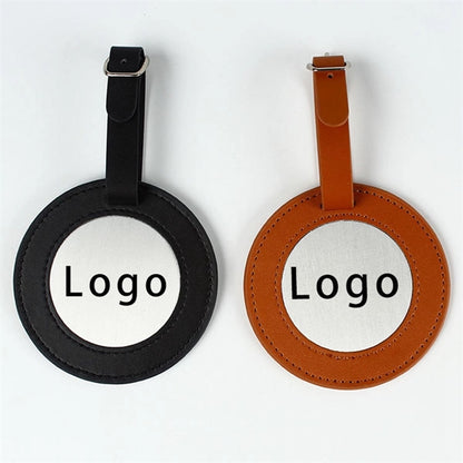 Round Leather Golf Luggage Tag Suitcase Travel Id Label