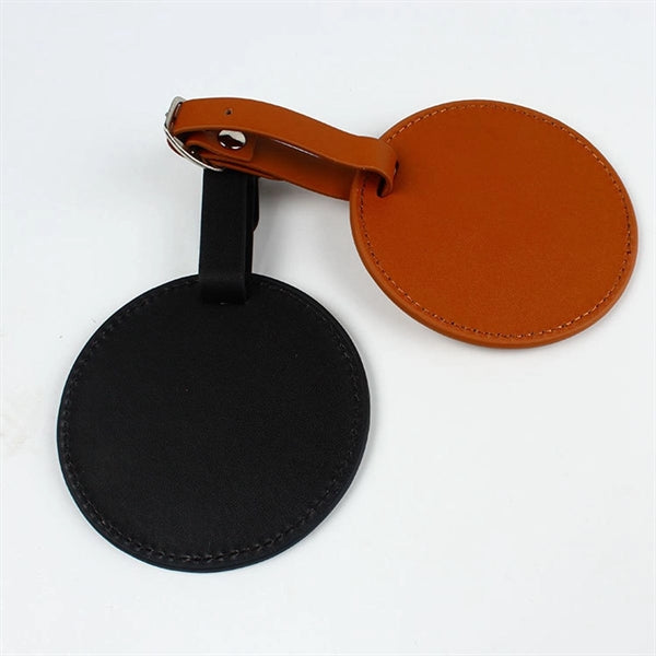Round Leather Golf Luggage Tag Suitcase Travel Id Label
