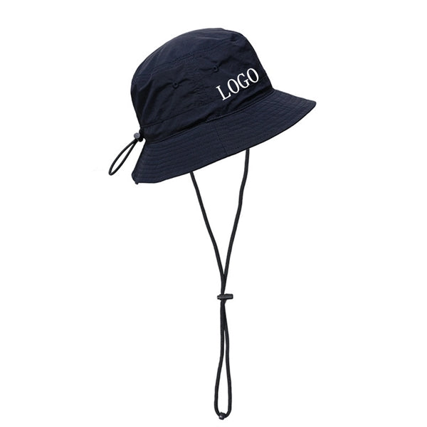 Sun Protection Bucket Hat With Detachable Wind Landyard