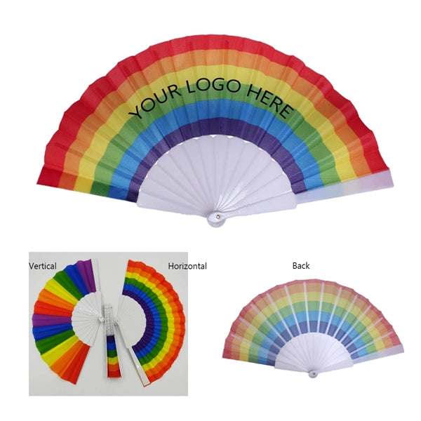 Rainbow Hand Folding Fan