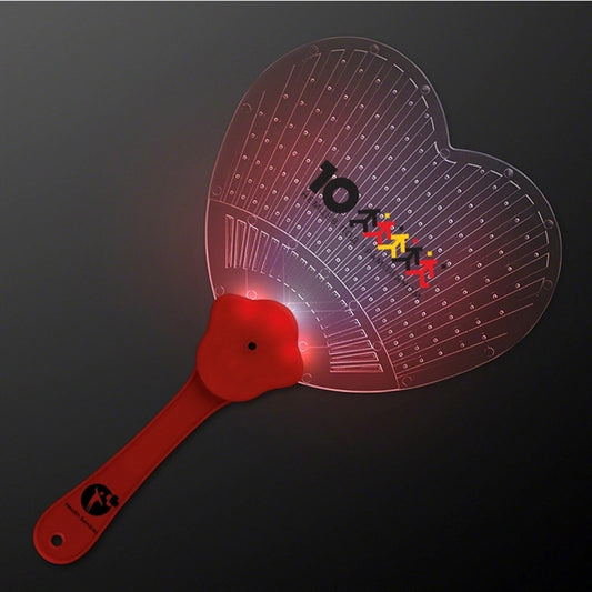 Red Heart Light Up Fancy Hand Fan With Led