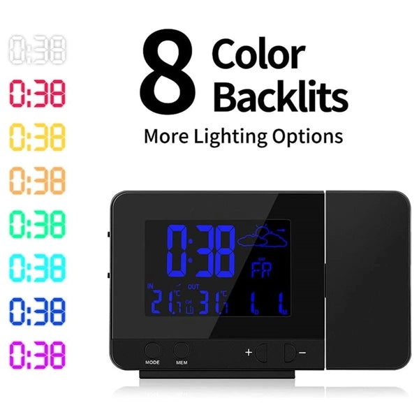 Digital Projection Alarm Clock With Weather Station