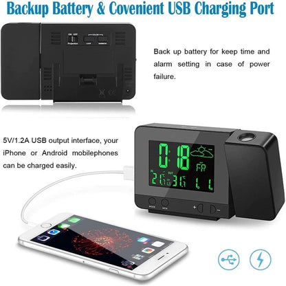 Digital Projection Alarm Clock With Weather Station