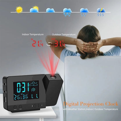 Digital Projection Alarm Clock With Weather Station