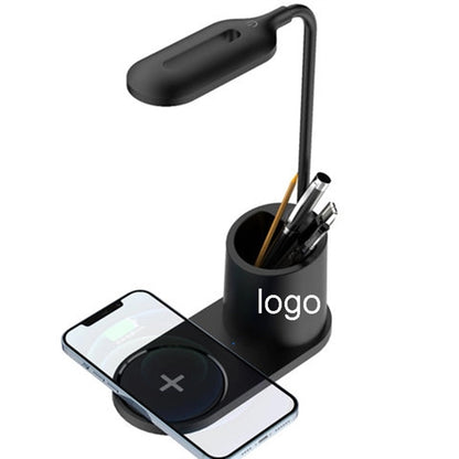 3 Brightness LED Desk Wireless Charger Lamp with Pen Holder