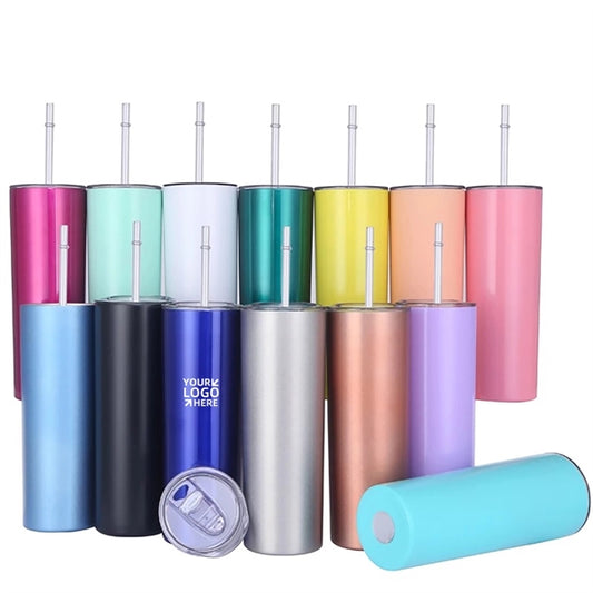 20Oz Stainless Steel Skinny Tumbler With Lid And Straw