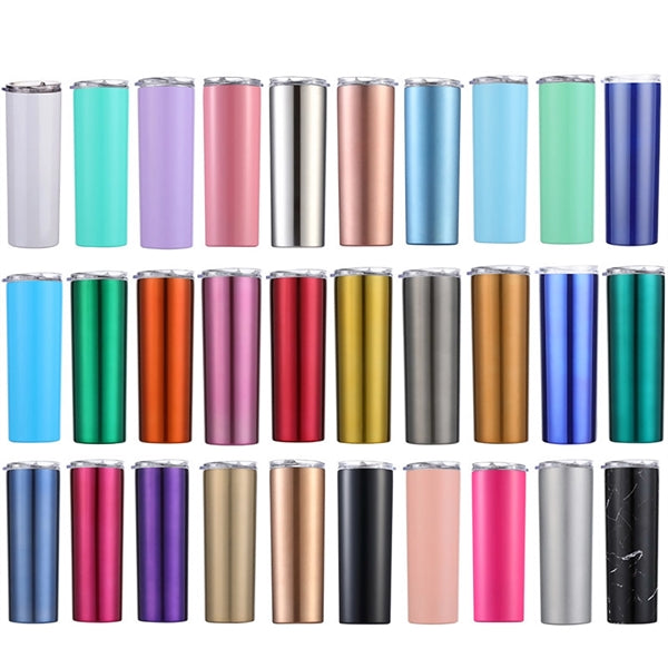 20Oz Stainless Steel Skinny Tumbler With Lid And Straw