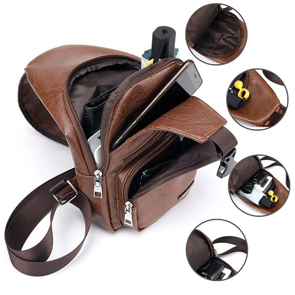 Pu Leather Sling Backpack Multipurpose Daypack