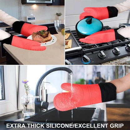 Silicone Oven Mitts And Pot Holders Set