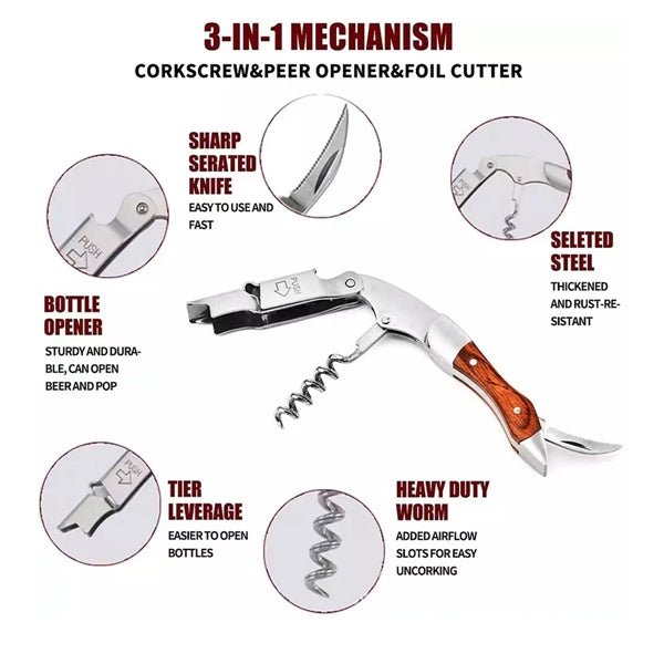 Corkscrew With Foil Cutter &Bottle Opener
