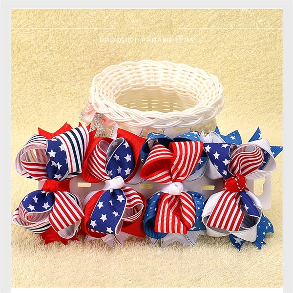 American Flag Hair Bow Clip