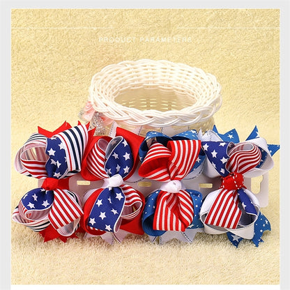 American Flag Hair Bow Clip