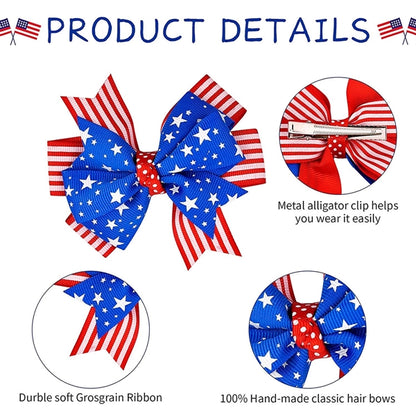 American Flag Hair Bow Clip