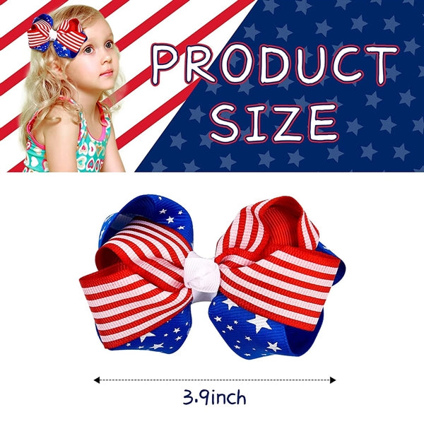 American Flag Hair Bow Clip