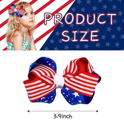 American Flag Hair Bow Clip