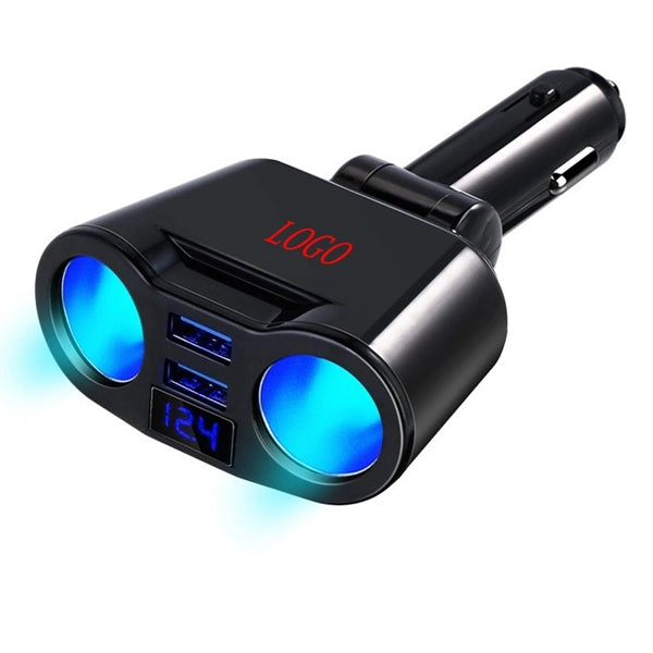 Usb Car Charger With 2 Sockets Cigarette Lighter Splitter