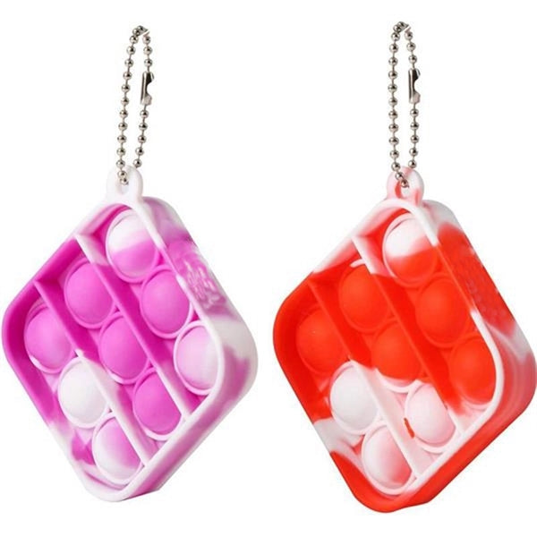 Square Rainbow Push Bubble Toy Keychain