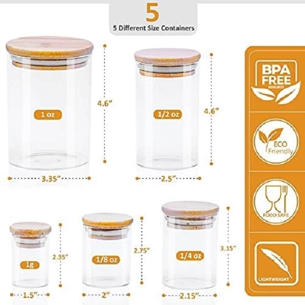 Glass Storage Jar With Decorative Airtight Bamboo Lid