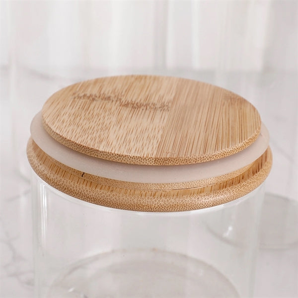 Glass Storage Jar With Decorative Airtight Bamboo Lid