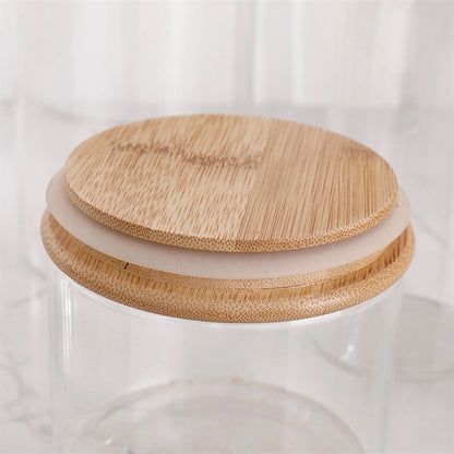 Glass Storage Jar With Decorative Airtight Bamboo Lid