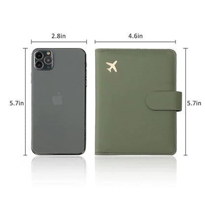 Pu Leather Passport Cover With Vaccine Card Holder