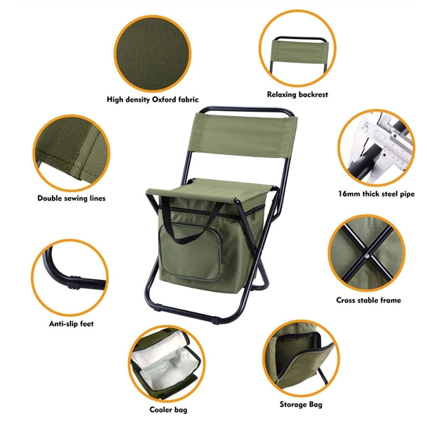 Foldable Camping Chair With Cooler Bag