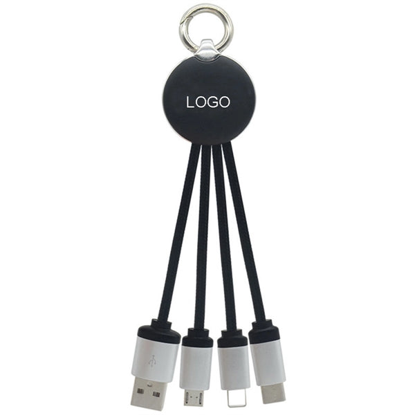 Luminous Braided 3 In 1 Usb Charging Cable With Led Logo