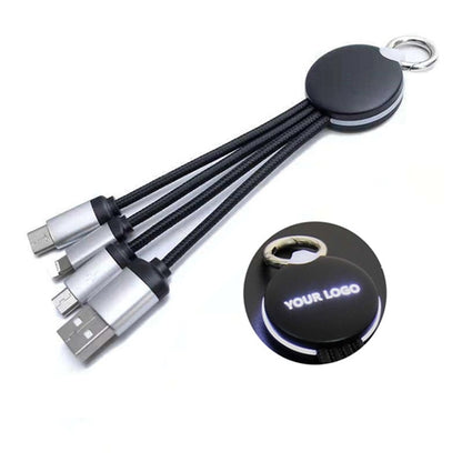 Luminous Braided 3 In 1 Usb Charging Cable With Led Logo