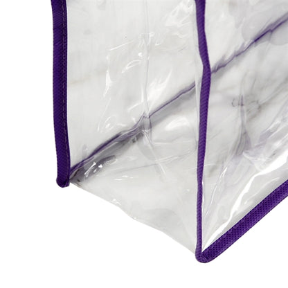 Clear Zipper Tote with Purple Trim