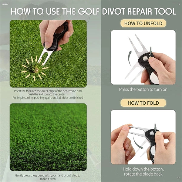 Golf Tool Kit- Towel Groove Cleaner Brush Divot