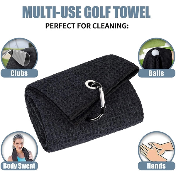 Golf Towel With Heavy Duty Carabiner Clip