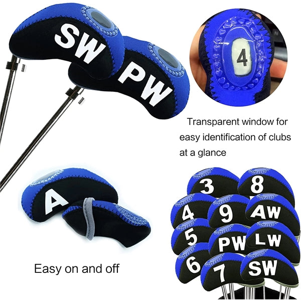 Golf Club Iron Head Covers 12Pcs Set With Top Window