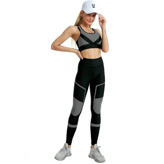 2 Piece Ribbed Crop Tank High Waist Yoga Outfit Workout Set