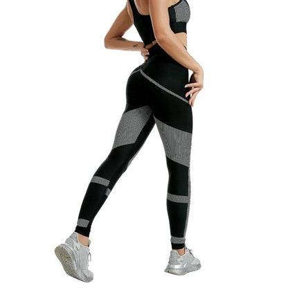 2 Piece Ribbed Crop Tank High Waist Yoga Outfit Workout Set