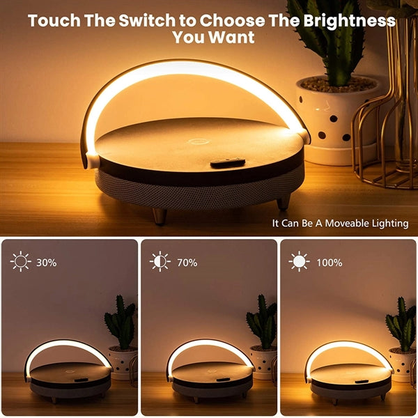 Led Night Light Bluetooth Speaker With Wireless Charger