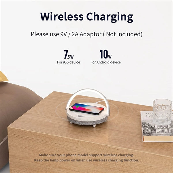 Led Night Light Bluetooth Speaker With Wireless Charger