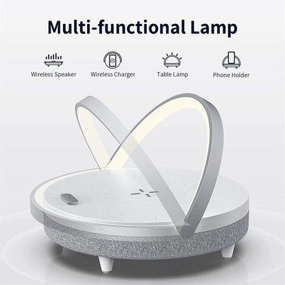 Led Night Light Bluetooth Speaker With Wireless Charger
