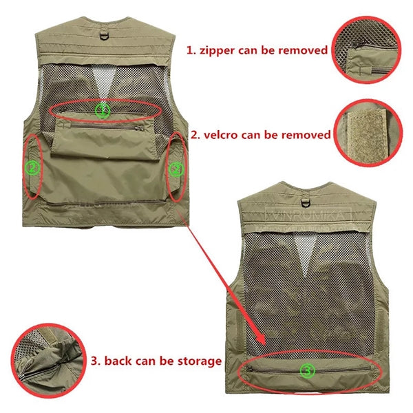 Multifunctional Photography Fishing Vest W/ Multi Pockets