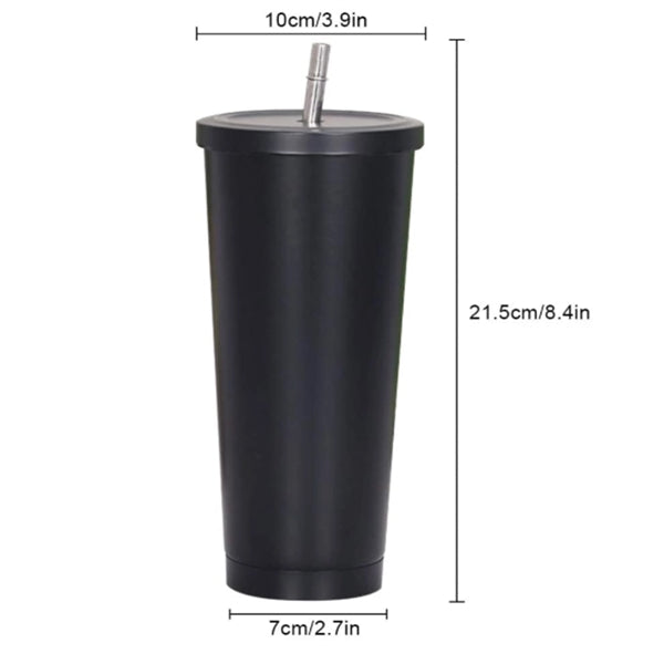 25 Oz Stainless Steel Skinny Tumbler With Straw And Lid