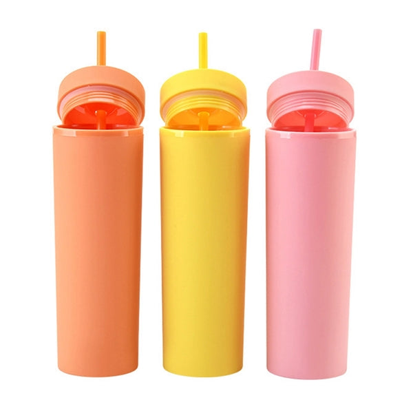 16 Oz Plastic Tumbler With Lid And Straw