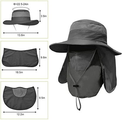 Wide Brim Fishing Sun Hat With Neck Flap