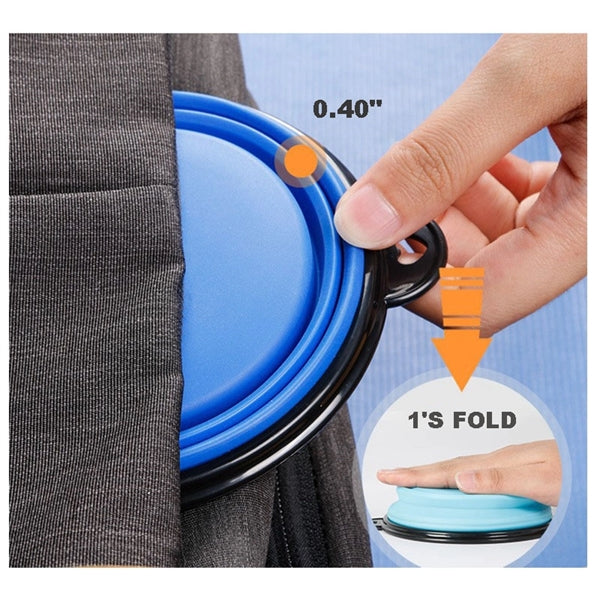 Portable Foldable Pet/Dog Bowl with Carabiners