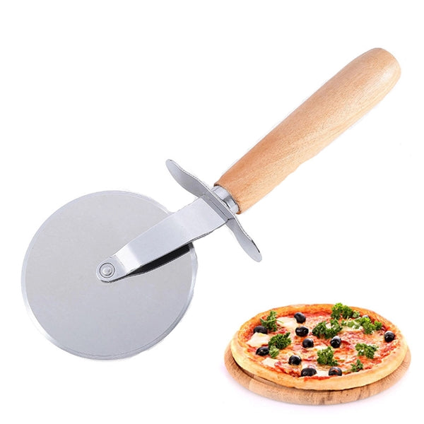 Roller Pizza Cutter With Wooden Handle