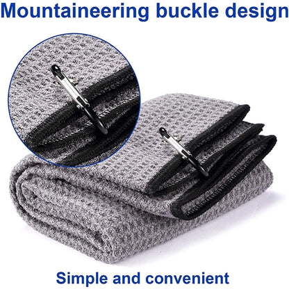 Large Waffle Pattern Golf Towel With Carabiner Clip